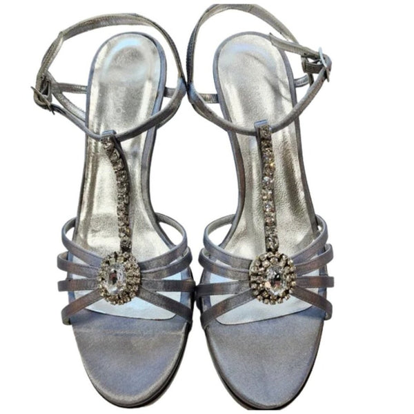 Ramontenza for Nordstrom Silver Rhinestone Embellished Heels, 7.5M