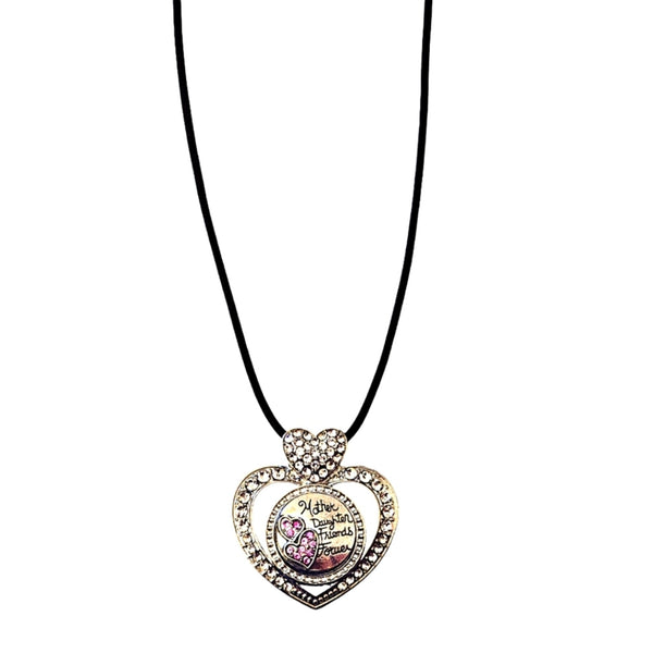 Interchangeable Snap Charm Heart Mother's Day Pendant on Leather Necklace