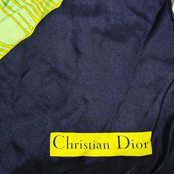 1980s Vintage Christian Dior Square Rolled Edge Silk Poppy Flower Design Scarf