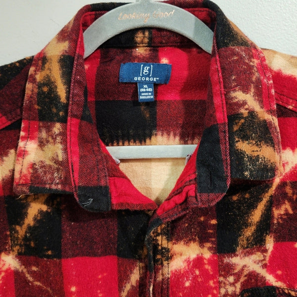God Is Good Custom Upcycled Christian Upcycled Buffalo Plaid Flannel Shirt, XL