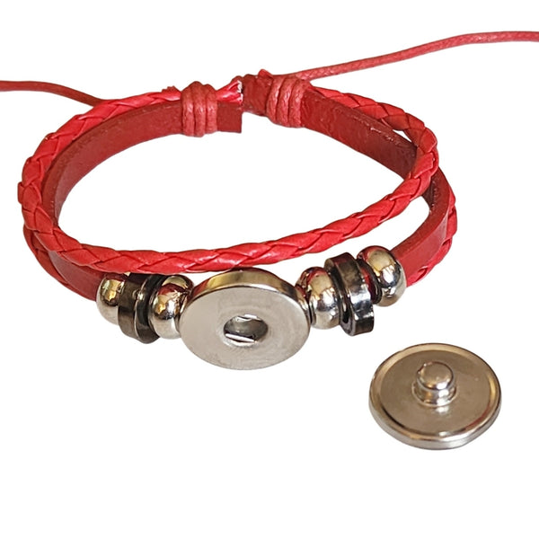 Adjustable Red Braided Snap Charm Bracelet with Patriotic Eagle Charm