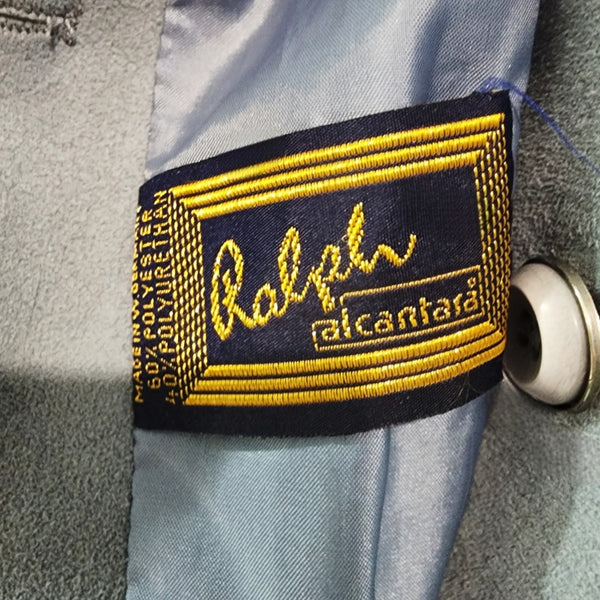 Rare Vintage Ultrasuede Alcantara Light Blue Long Trench Coat, XL/1X