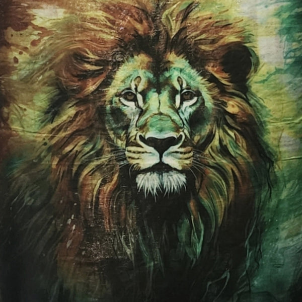 Lion of Judah Custom Christian Decoupaged Long Sleeve Brown Check Shirt, L/XL