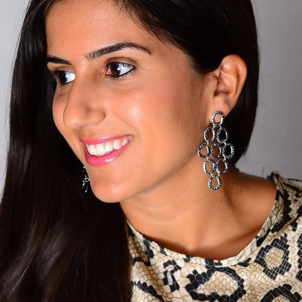 NWT Amrita Singh Casablanca Chandelier Silver Tone Earrings