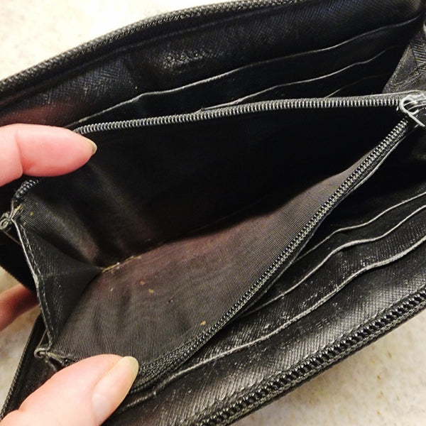 Prada Black Tessuto Nylon Zip Around Walley With Silver Tone Hardware