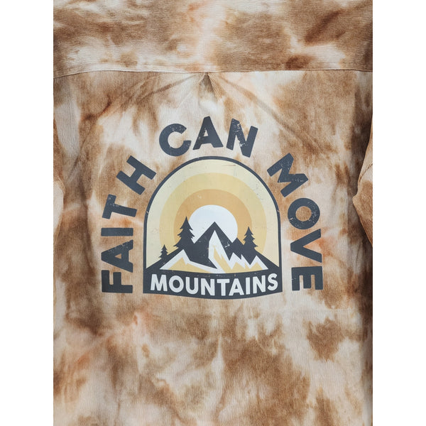 Faith Can Move Mountains Repurposed Christian Theme Tie Dye Mini Cord Shirt, M/L