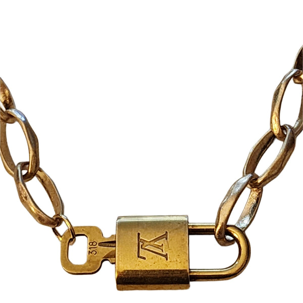 Louis Vuitton Auth Lock & Key Adjustable Length Necklace