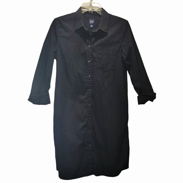 Love Like Jesus Custom Upcycled Long Black Cotton Smock Shirt Top, Small