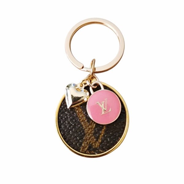 Elegant Handcrafted Upcycled LV Hot Pink and Gold Key Holder