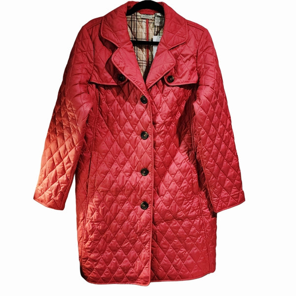 L.L. Bean Diamond Quilted Insulated Women's Riding Coat In Coral, L