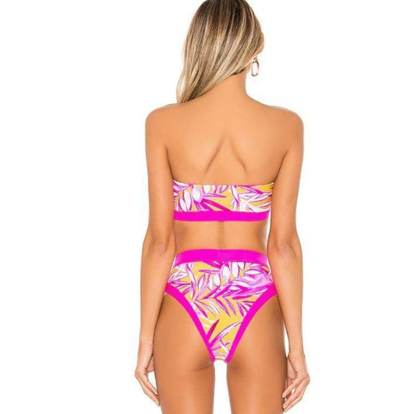 NWT Lovers + Friends Little Me Bikini Strapless Bandeau Top in Palm, Size XS