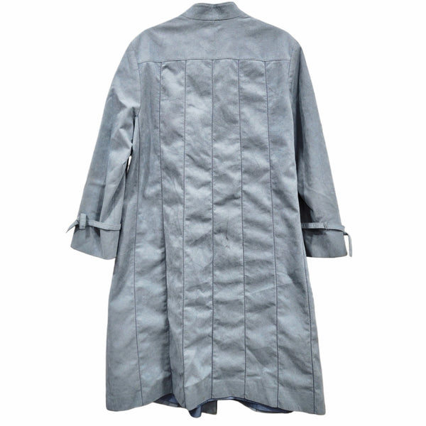 Rare Vintage Ultrasuede Alcantara Light Blue Long Trench Coat, XL/1X