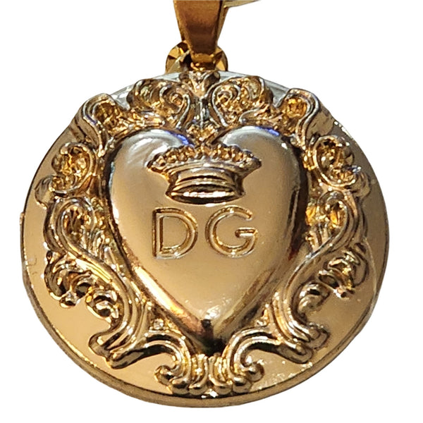 Dolce & Gabbana Large Gold Button Pendant 18K Gold Filled Chunky Necklace