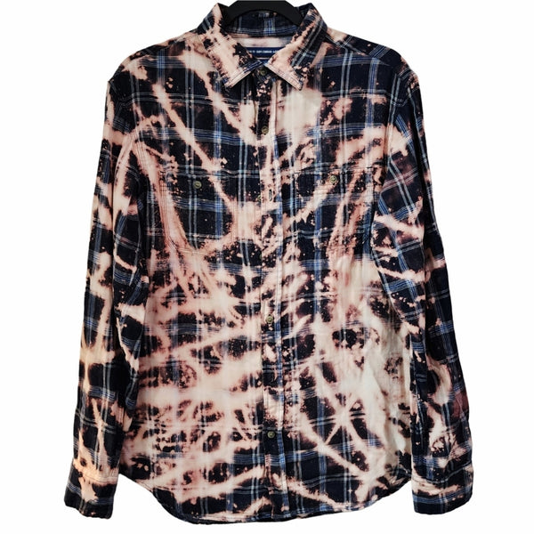 Kansas University KU Jayhawks Custom Upcycled Plaid Shirt, Women's M