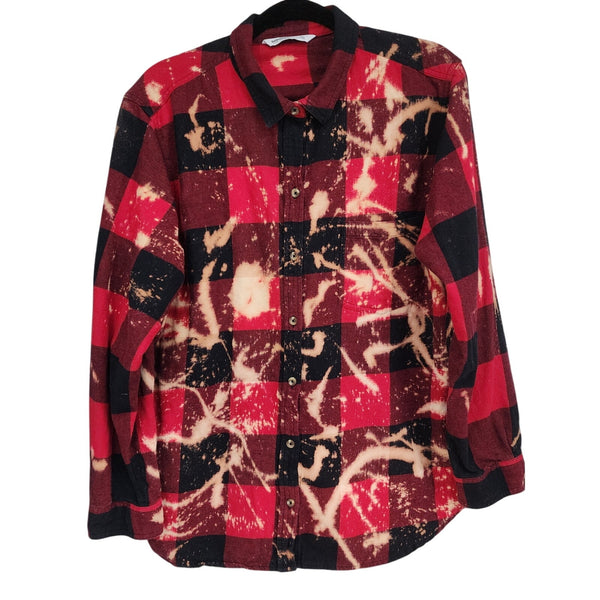 Jesus Way Truth Life Custom Upcycled Bleached Plaid Christian Shirt, 2X