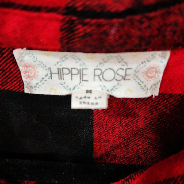 Have a Holly Dolly Christmas Upcycled Red & White Buffalo Plaid Flannel Shirt, M