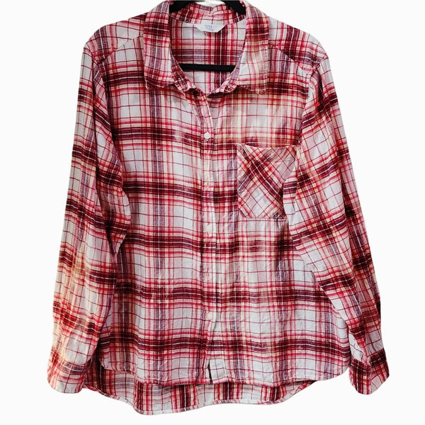 Swiftie Custom Upcycled Pink Plaid Shirt, Women's XL