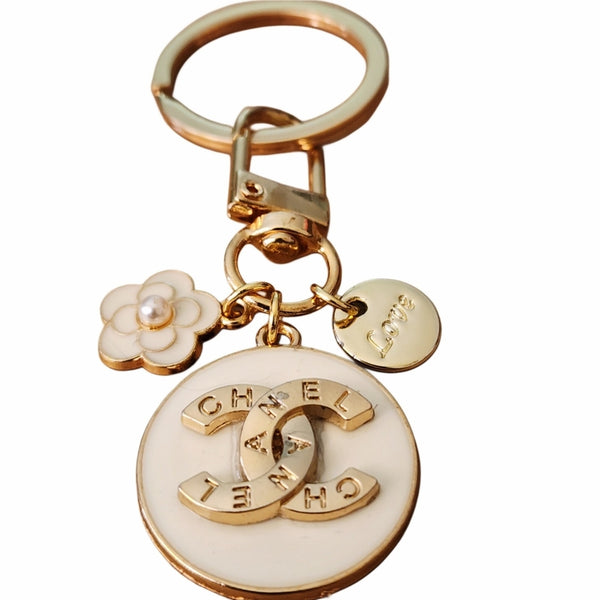 Elegant Handcrafted Upcycled CC White and Gold Key Holder