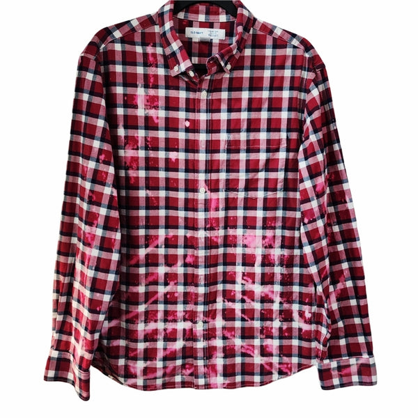 Kansas University KU Jayhawks Custom Upcycled Plaid Shirt, Women's L