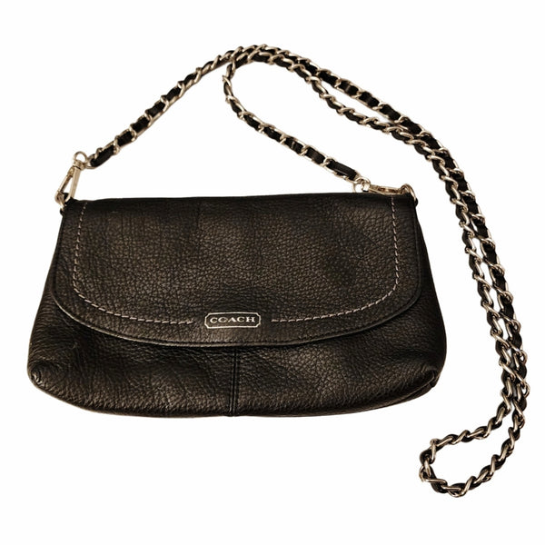 Coach Black Leather Chain Shoulder Bag