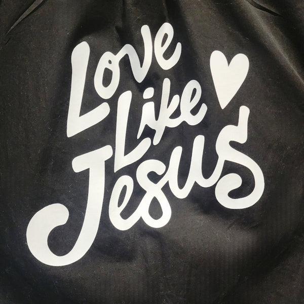 Love Like Jesus Custom Upcycled Long Black Cotton Smock Shirt Top, Small