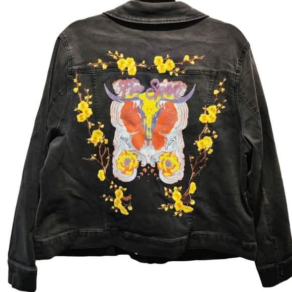 Free Spirit Custom Upcycled Black Denim Jacket