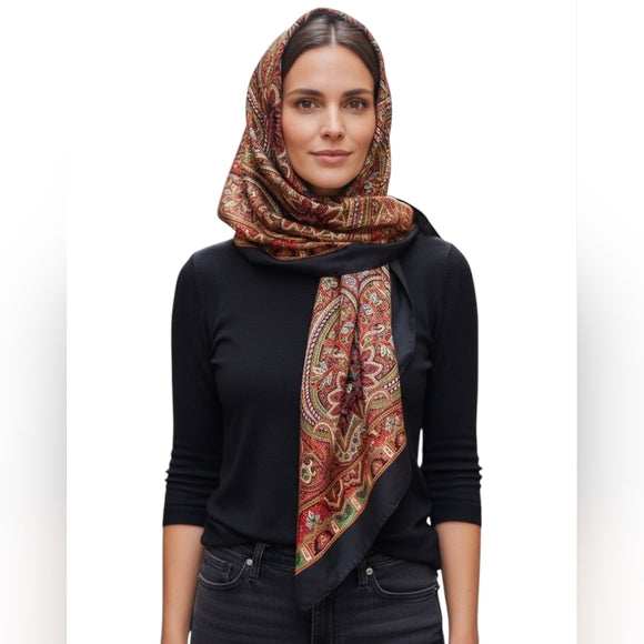 Yves Saint Laurent YSL Oversized Paisley Square Scarf
