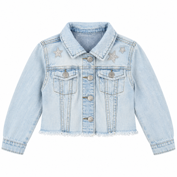 Child of God Custom Christian Upcycled Ligh Wash Denim Jacket, Kids XS 4/5