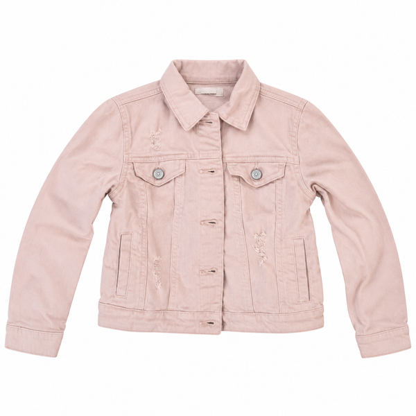 Child of God Custom Christian Upcycled Pale Pink Denim Jacket, Kids S/8