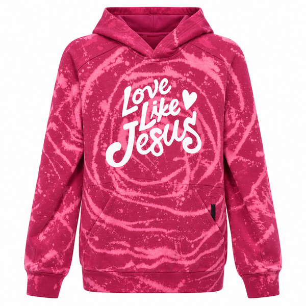 Love Like Jesus Custom Tie Dye Christian Upcycled Hoodie Sweatshirt, S