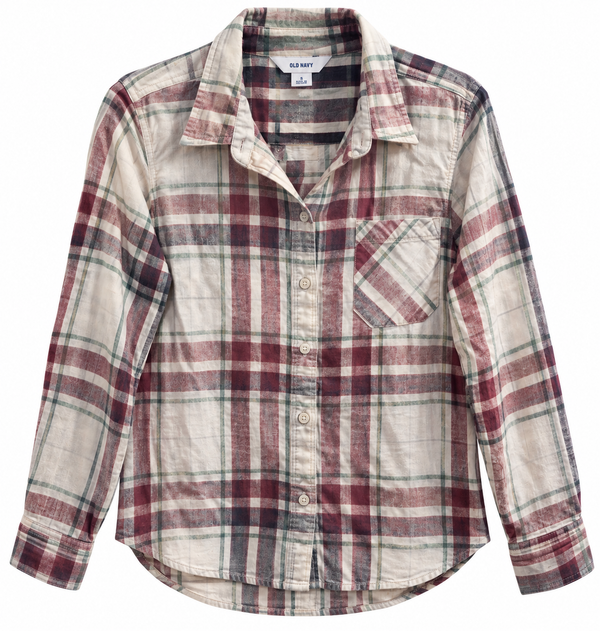 God Says You Are Worthy Custom Upcycled Christian Plaid Shirt, L