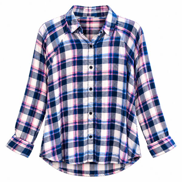 It Is Finished Repurposed Christian Theme Plaid Shirt, 3X
