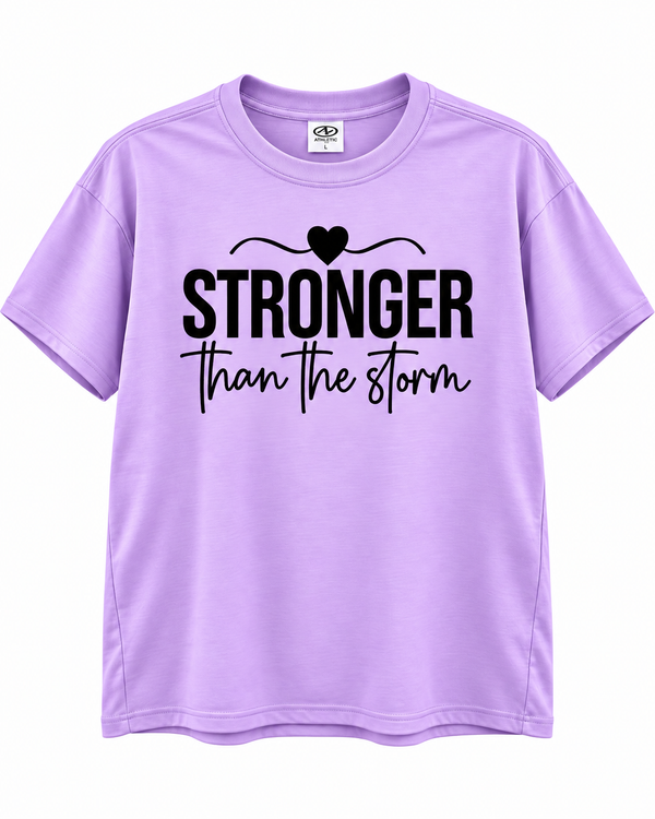 Stronger Than The Storm Short Sleeve T-Shirt in Purple, L