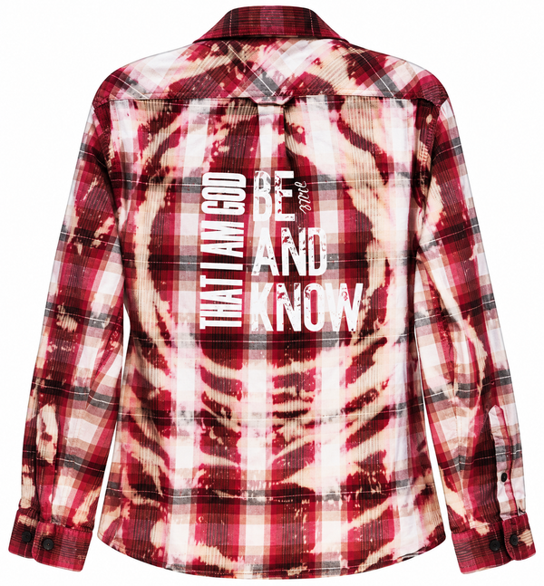 Be Still And Know That I Am God Repurposed Christian Theme Plaid Shirt, M