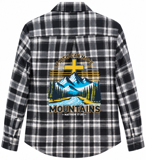 Faith Can Move Mountains Custom Upcycled Christian Plaid Shirt