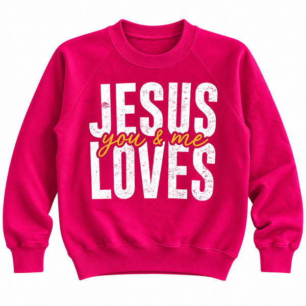 Jesus Loves You And Me Upcycled Christian Sweatshirt, L
