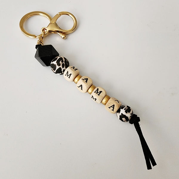 Mama Leopard Block Keychain - Black