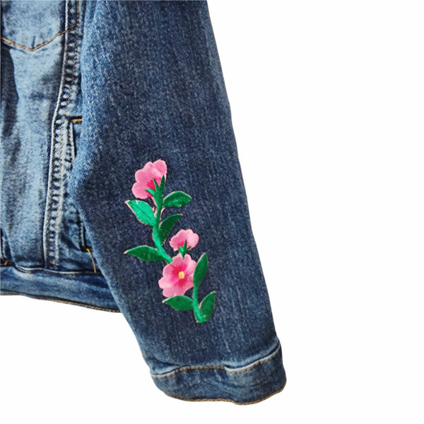 Jesus Loves You Vibrant Custom Christian Upcycled Denim Jacket, Kids 12