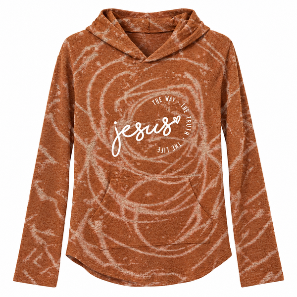 Jesus The Way The Truth The Life Upcycled Tie Dye Christian Hoodie, S