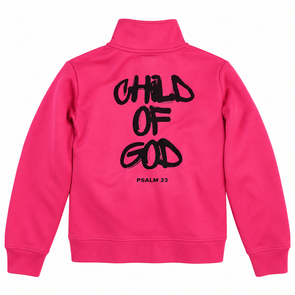 Child of God Custom Christian Upcycled Hot Pink Zip Up Jacket, Kids M (7/8)