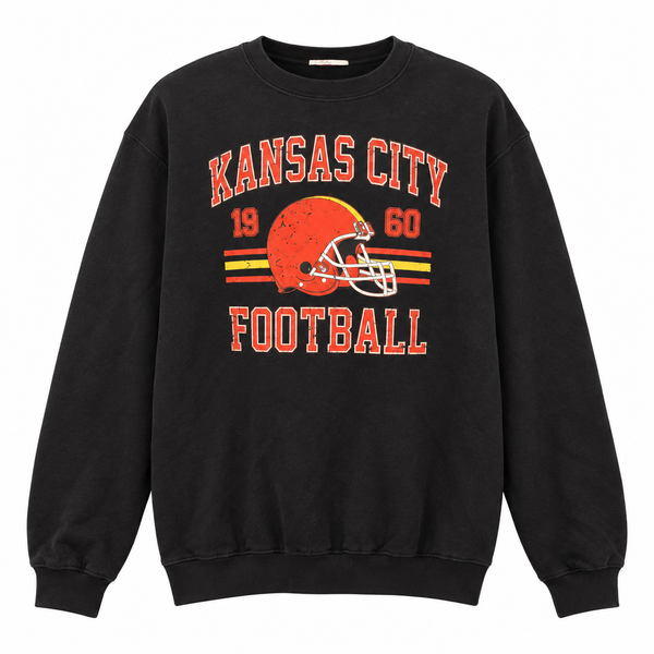 Kansas City Chiefs Repurposed Black Sweatshirt, LT