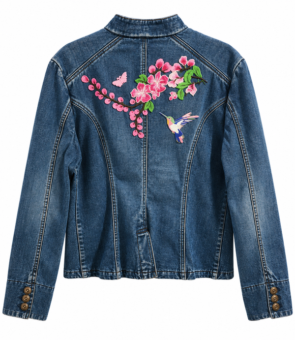Custom Christian Upcycled Military Jean Jacket, XL