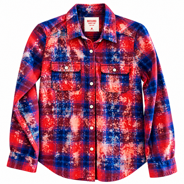 Jesus Loves You Repurposed Christian Theme Plaid Shirt, M