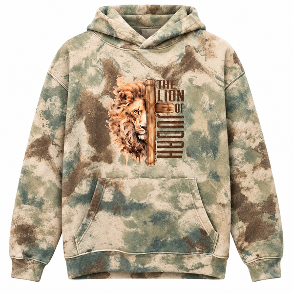 Lion of Judah Custom Christian Upcycled Tie Dye Oversized Hoodie, S (34-36)