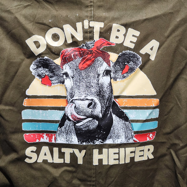 Don't be a Salty Heifer Custom Upcycled Vintage Denmark Military Field Jacket, Size M