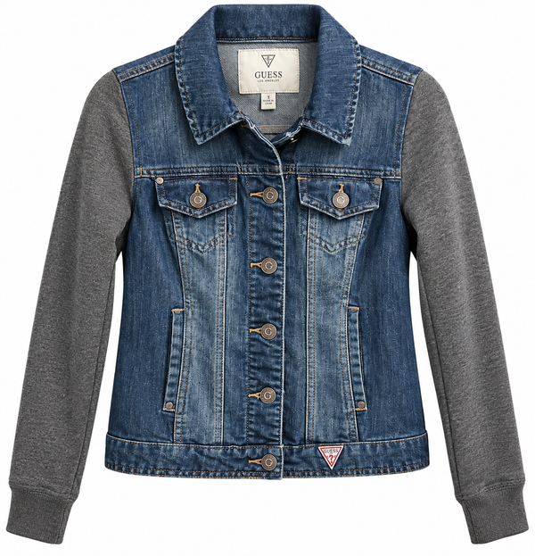 Psalm 23 Custom Upcycled Christian Jean Jacket with Knit Sleeves, S