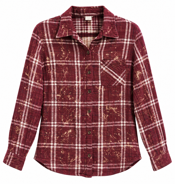 Amen Custom Bleached Christian Upcycled Plaid Shirt, Women's S