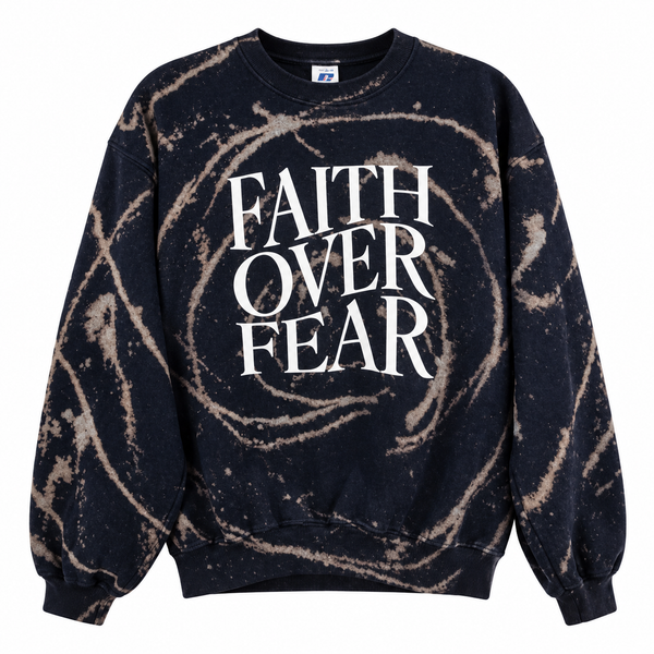 Faith Over Fear Christian Upcycled Sweatshirt , M