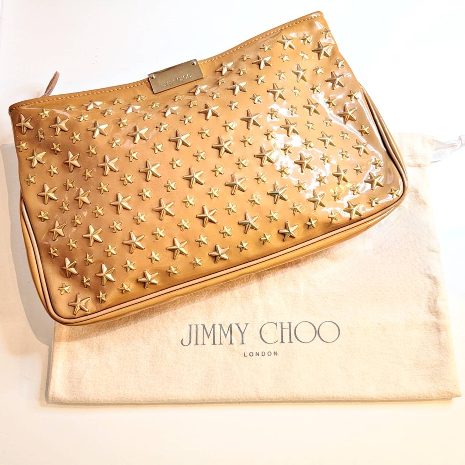 Jimmy Choo Black Patent Leather Star Studded Clutch Jimmy Choo | TLC