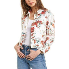 Floral Monogram White Jean Jacket